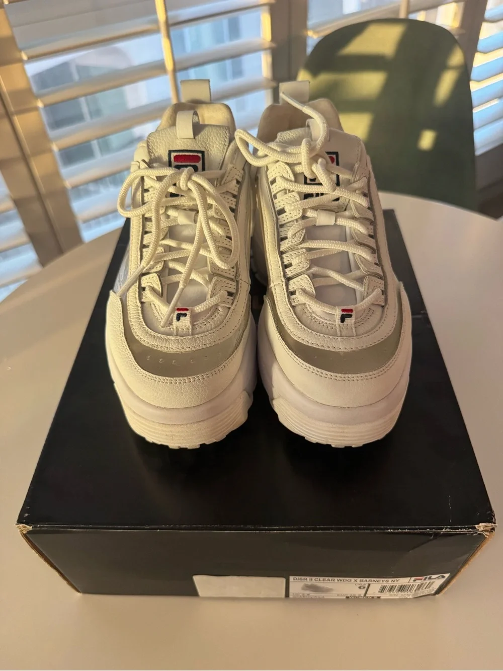 FILA White and Clear Platform Disruptor II - Barneys New York exclusive